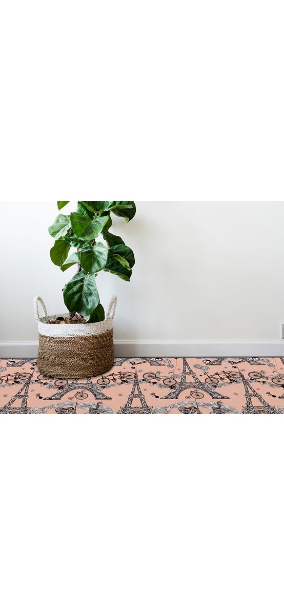Covor antiderapant pentru bucătărie, din pvc, model Paris Eiffel, linoleum antiderapant la rolă de 100 cm lățime