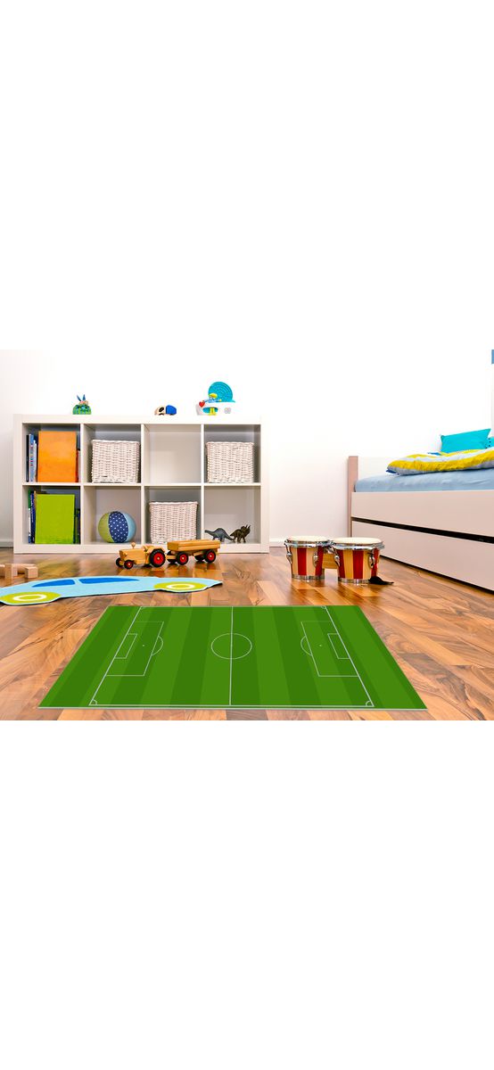 Covor antiderapant pentru cameră copii, din pvc, model teren fotbal, linoleum antiderapant la rolă de 80x200 cm lățime.