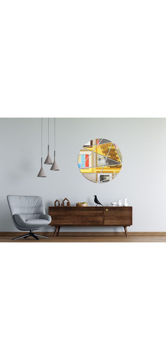 Decorațiune de perete oglindă acrilică rotundă abstractă, 75x75 cm