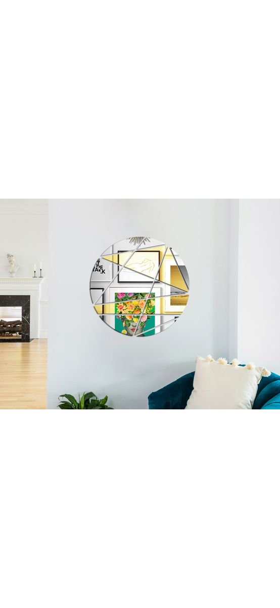 Decorațiune de perete oglindă acrilică rotundă abstractă, 75x75 cm
