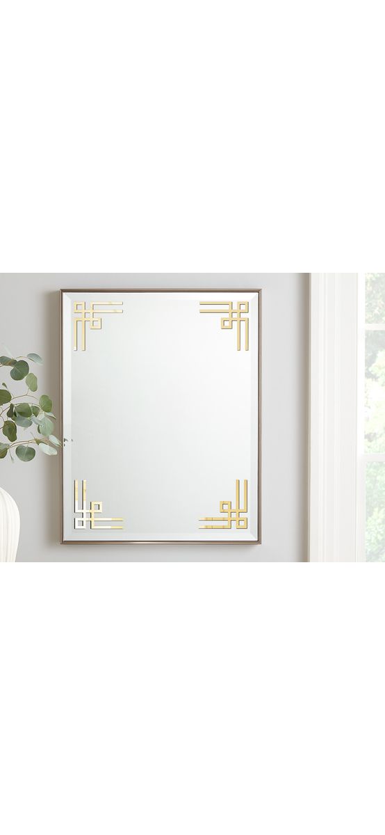 Set 4 ornamente geometrice din oglindă acrilică aurie