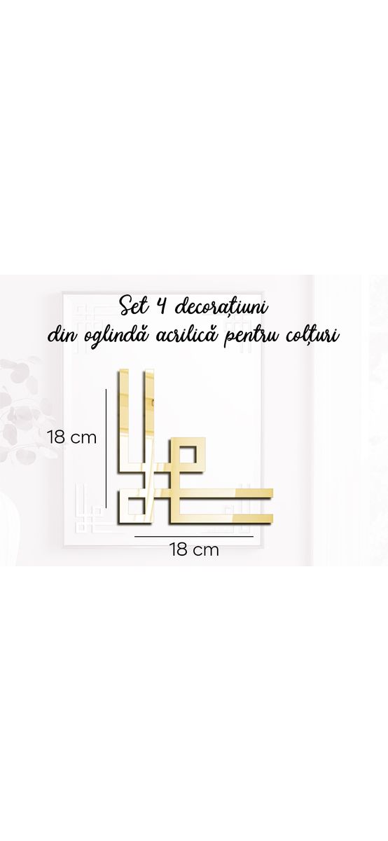 Set 4 ornamente geometrice din oglindă acrilică aurie