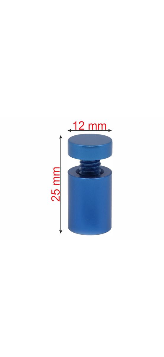 Distanţiere semnalistică albastru mat, Folina, din inox, 12 x 25 mm