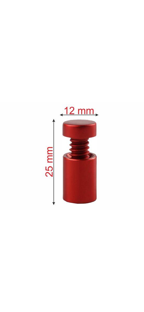 Distanţiere semnalistică roșu mat, Folina, din inox, 12 x 15 mm