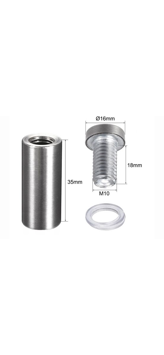 Distanţiere semnalistică din inox argintiu, 16 x 35 mm