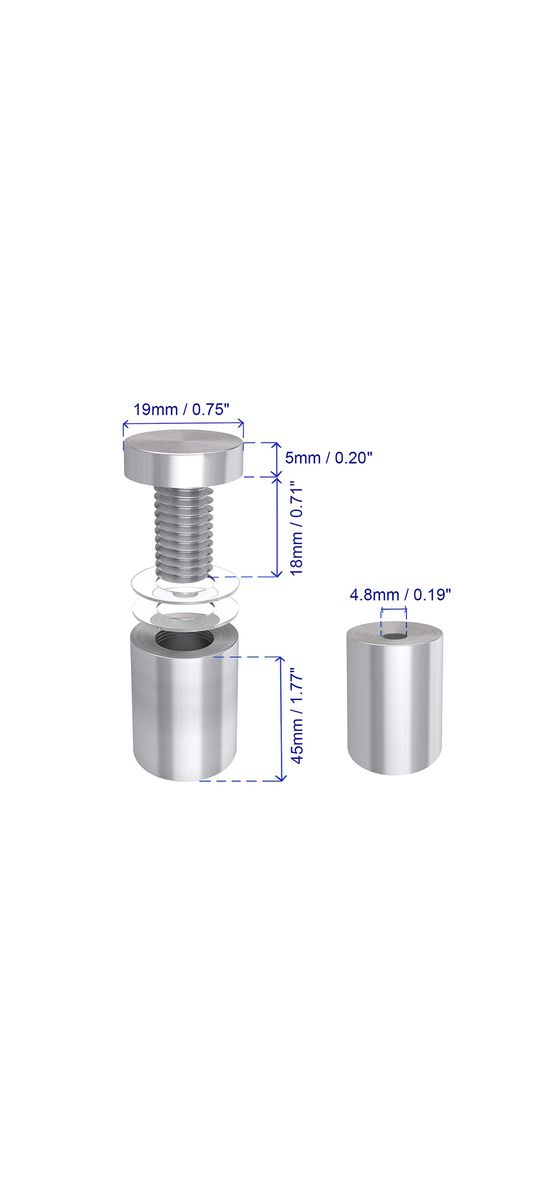 Distanţiere semnalistică, Folina, din inox, 19x45mm