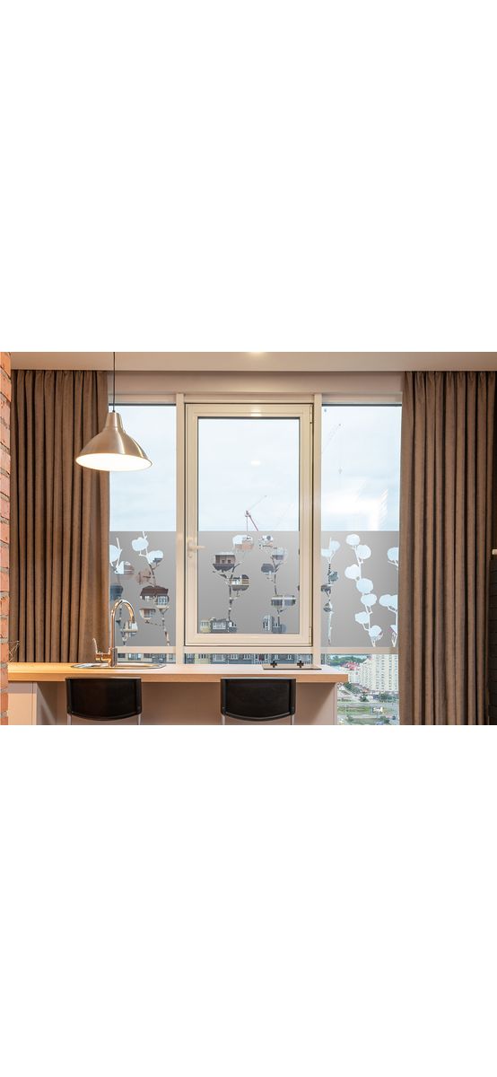 Folie geam autoadezivă Cotton Flowers, cu model decupat, rolă de 50x120 cm, racletă inclusă 