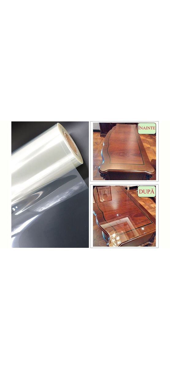 Folie protecţie transparentă lucioasă, cu adeziv, cu grosime de 0,1 mm, 152 cm lăţime