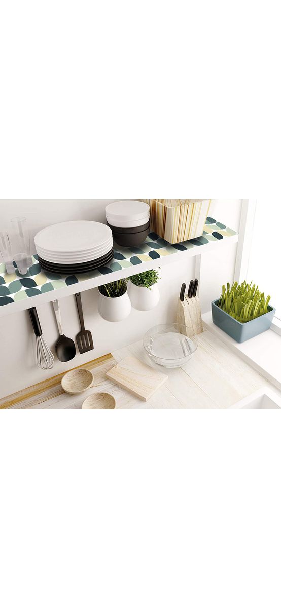 Folie protecţie sertare, model frunze, din PVC antiderapant cu grosime de 1,5 mm, material impermeabil, rolă de 50x155 cm