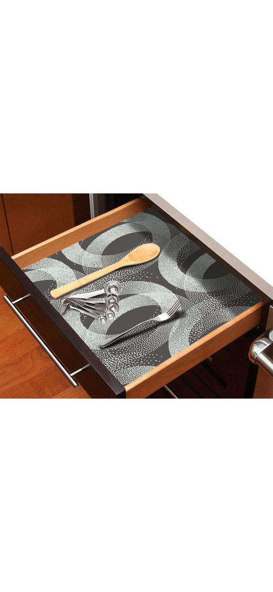 Folie protecţie sertare, model semicercuri, din PVC antiderapant cu grosime de 1,5 mm, material impermeabil, rolă de 50x155 cm