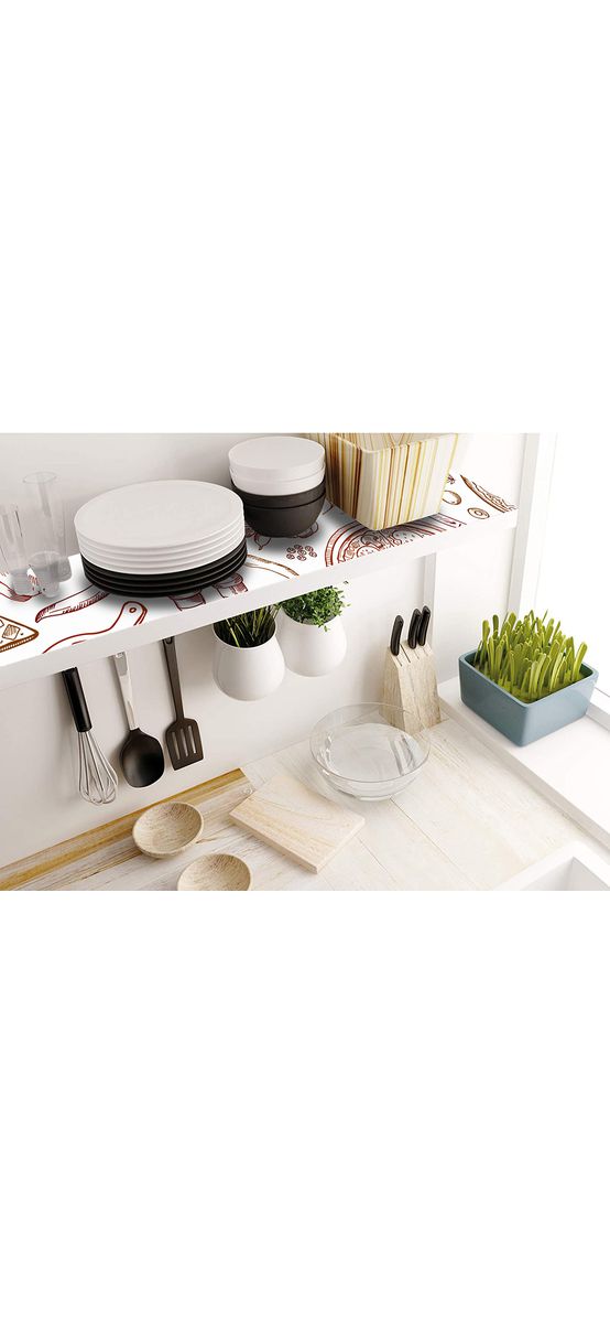 Folie protecţie sertare, model pizza, din PVC antiderapant cu grosime de 1,5 mm, material impermeabil, rolă de 50x155 cm