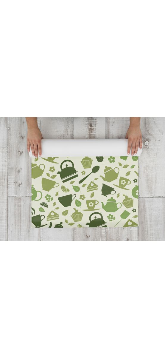 Folie protecţie sertare, model ceai verde, din PVC antiderapant cu grosime de 1,5 mm, material impermeabil, rolă de 50x155 cm