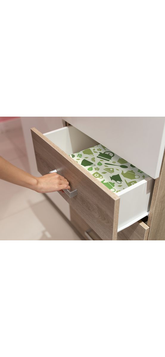 Folie protecţie sertare, model ceai verde, din PVC antiderapant cu grosime de 1,5 mm, material impermeabil, rolă de 50x155 cm