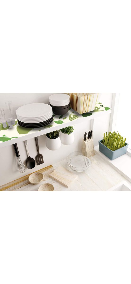 Folie protecţie sertare, model ceai verde, din PVC antiderapant cu grosime de 1,5 mm, material impermeabil, rolă de 50x155 cm