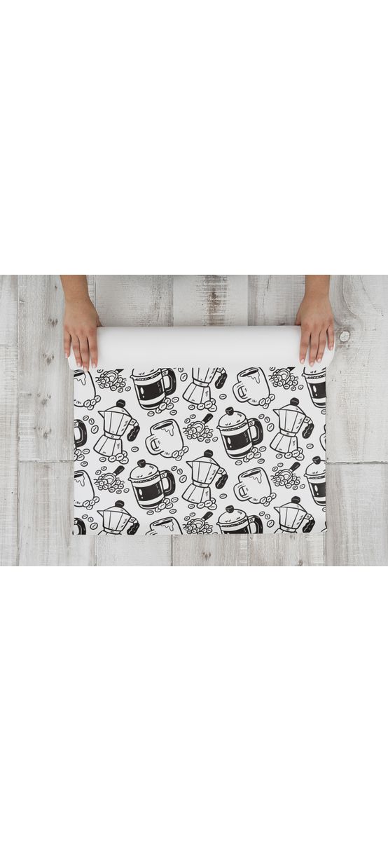 Folie protecţie sertare, model cafea arabica, din PVC antiderapant cu grosime de 1,5 mm, material impermeabil, rolă de 50x155 cm