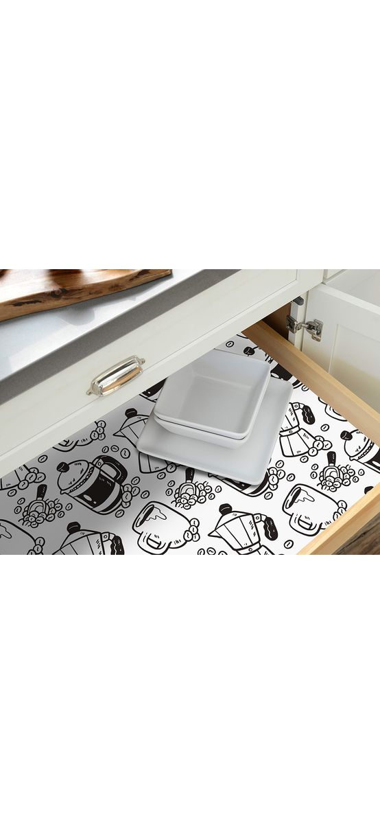 Folie protecţie sertare, model cafea arabica, din PVC antiderapant cu grosime de 1,5 mm, material impermeabil, rolă de 50x155 cm