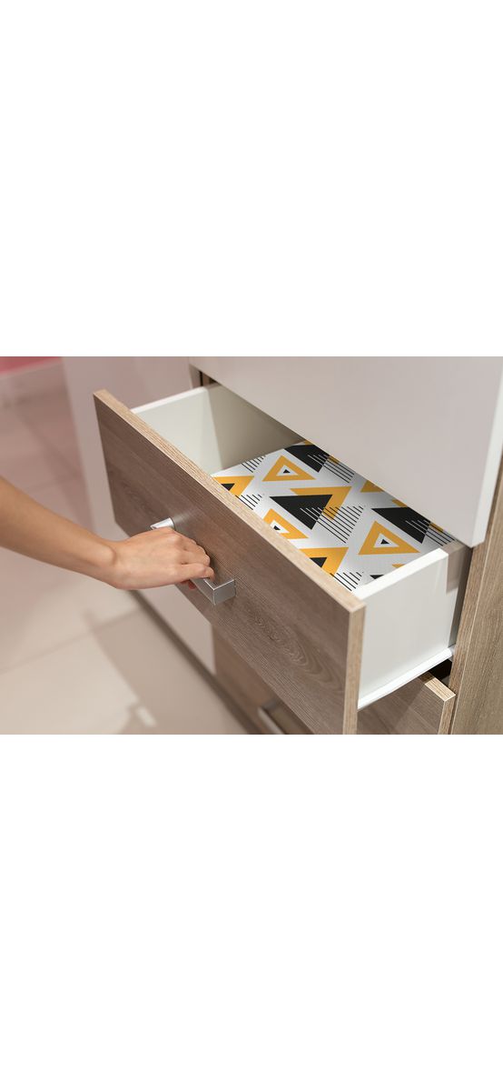 Folie protecţie sertare, model geometric, din PVC antiderapant cu grosime de 1,5 mm, material impermeabil, rolă de 50x155 cm