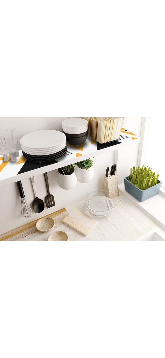 Folie protecţie sertare, model geometric, din PVC antiderapant cu grosime de 1,5 mm, material impermeabil, rolă de 50x155 cm