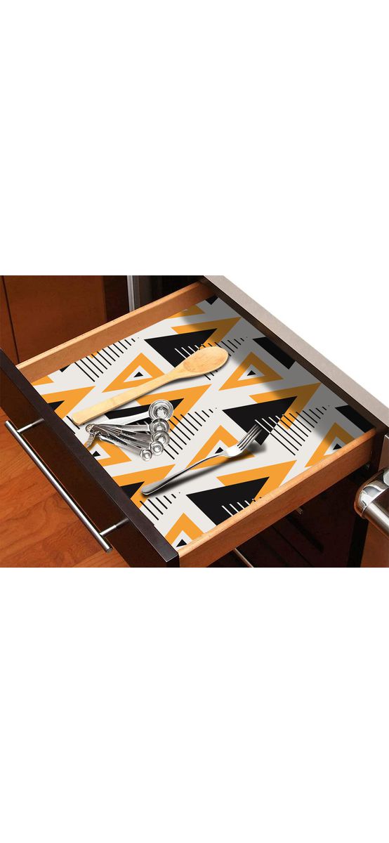 Folie protecţie sertare, model geometric, din PVC antiderapant cu grosime de 1,5 mm, material impermeabil, rolă de 50x155 cm