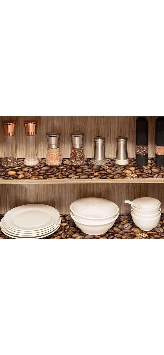 Folie protecţie sertare, model boabe de cafea, din PVC antiderapant cu grosime de 1,5 mm, material impermeabil, rolă de 50x155 cm