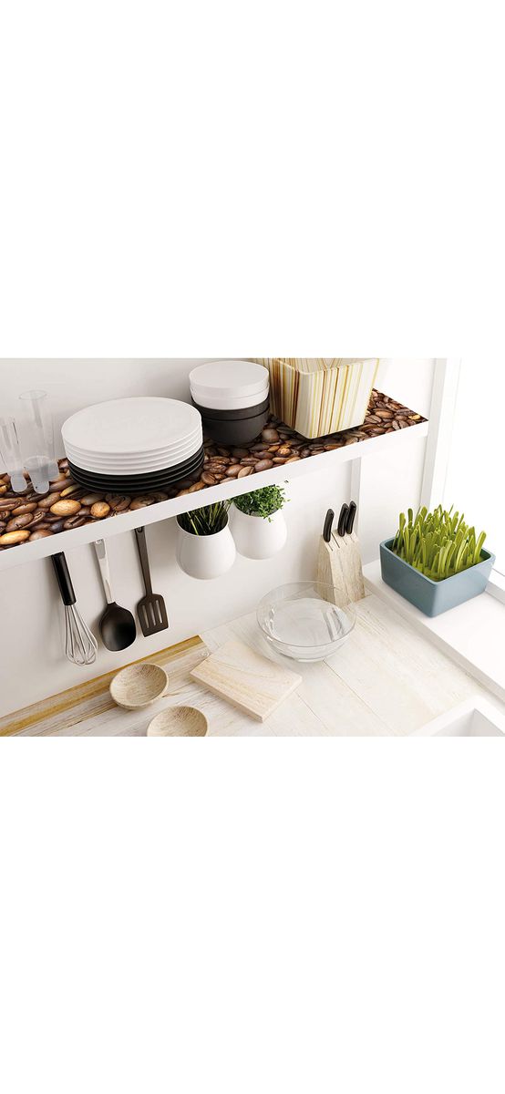 Folie protecţie sertare, model boabe de cafea, din PVC antiderapant cu grosime de 1,5 mm, material impermeabil, rolă de 50x155 cm