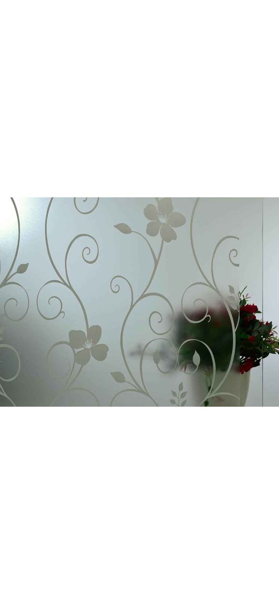 Folie geam autoadezivă Blanca, Folina, imprimeu floral, alb, lățime 90 cm