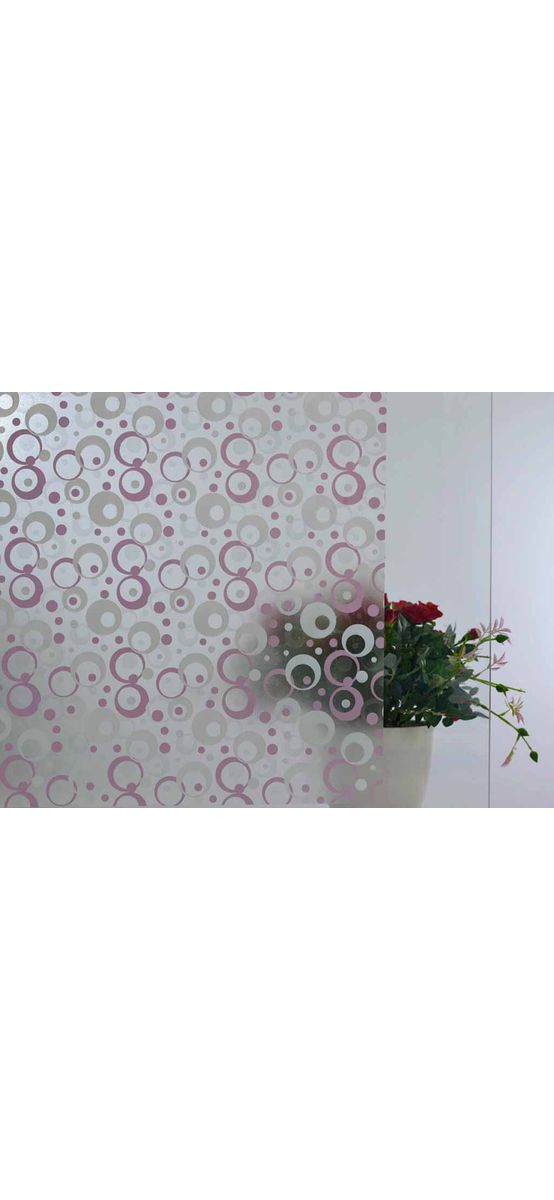 Folie geam autoadezivă cercuri, Folina, imprimeu geometric, roz, lățime 90 cm