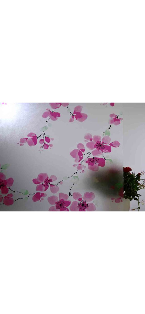 Folie geam autoadezivă, Magicfix, sablare cu imprimeu floral roșu, 100x100 cm