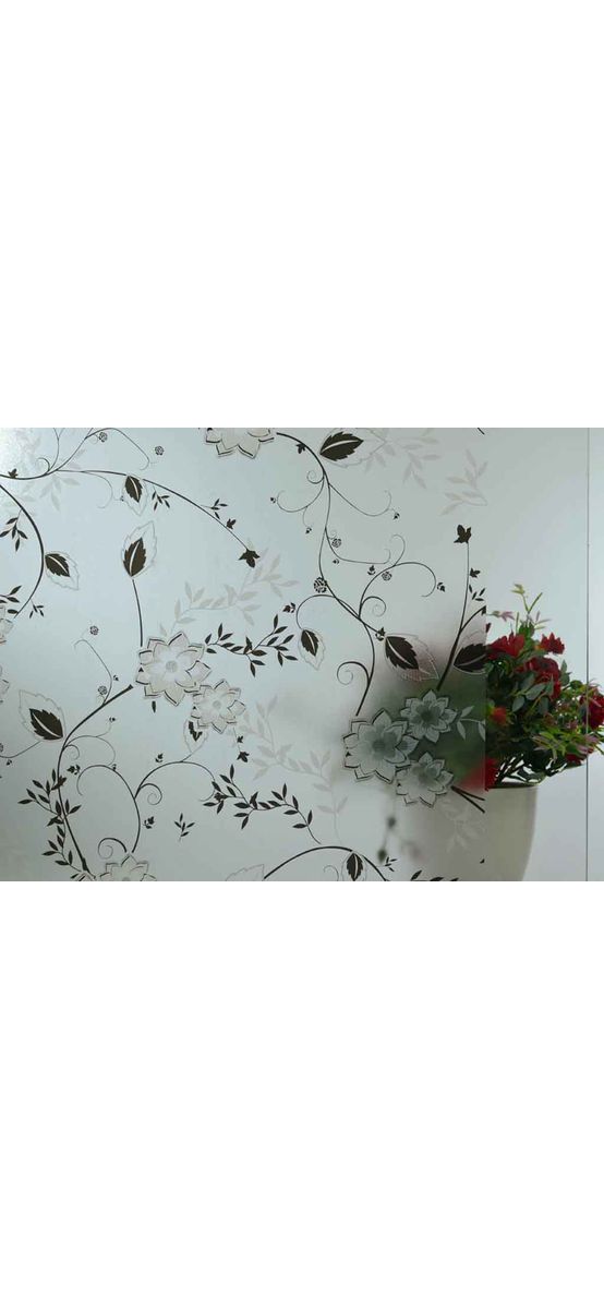 Folie geam autoadezivă Maris, Folina, imprimeu floral, alb-negru, 90x190 cm