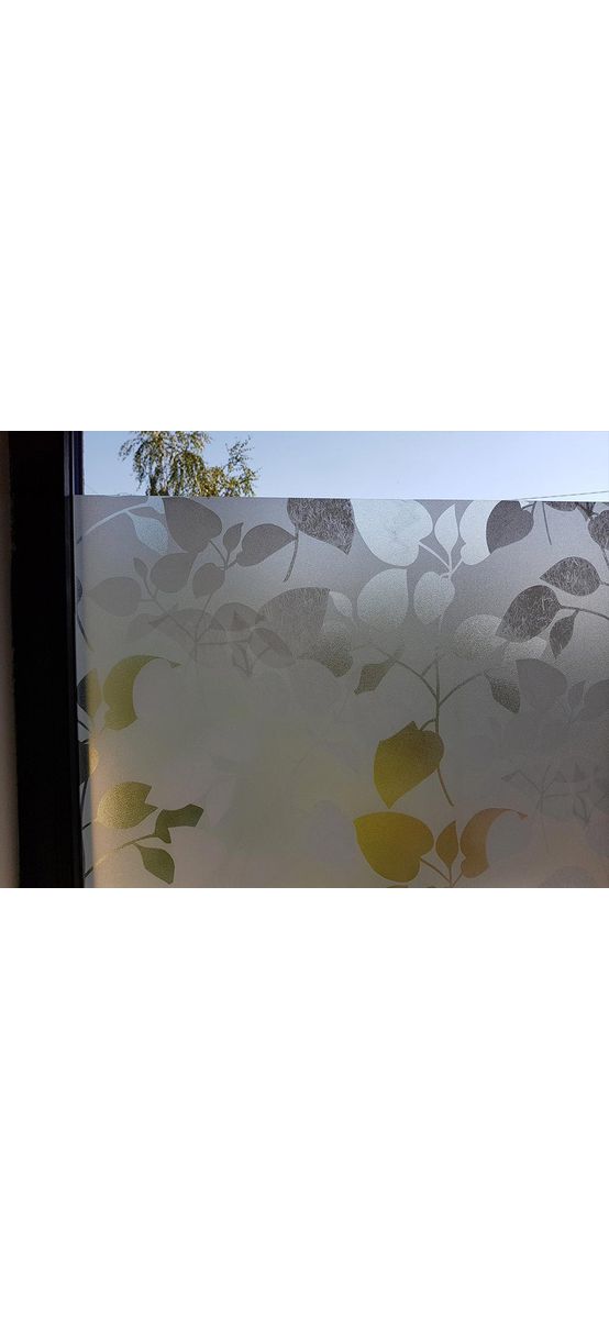 Folie geam electrostatică Amena, d-c-fix, sablare cu imprimeu frunze translucide, rolă de 45x110 cm