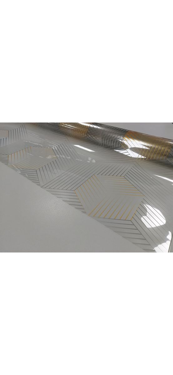 Folie geam autoadezivă Golden, Folina, model geometric gri-auriu,122 cm lăţime