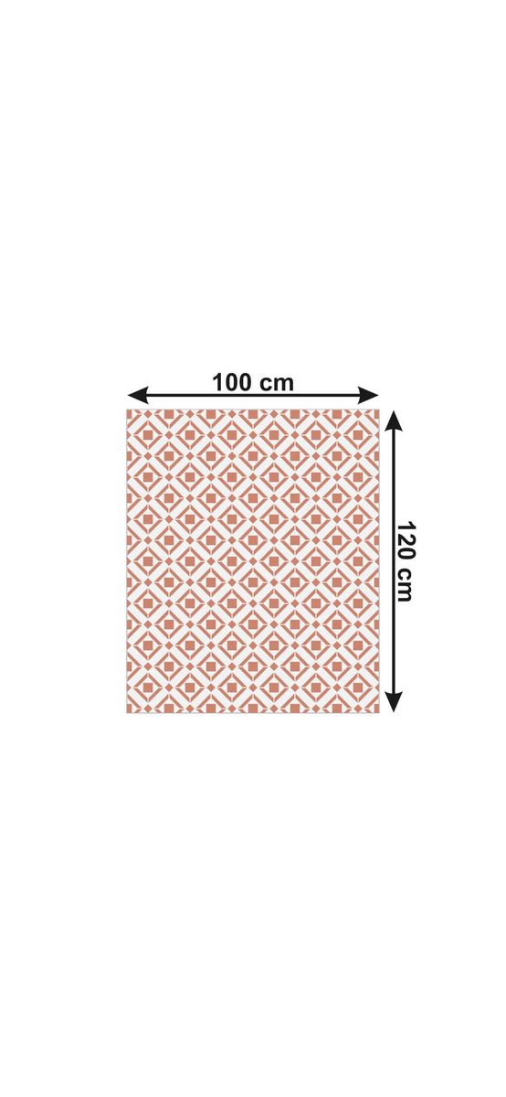 Folie geam autoadezivă Copper Squares, Folina, transparentă cu model geometric portocaliu, 122 cm lăţime