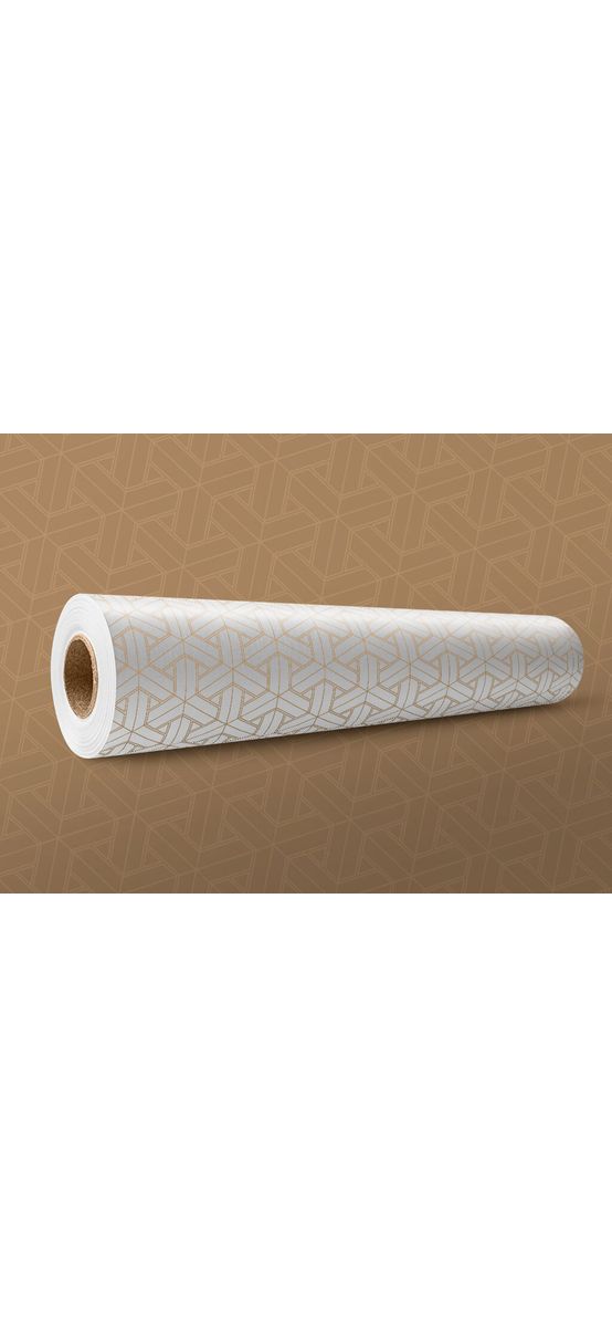 Folie geam autoadezivă Golden Tripods, Folina, model geometric bej auriu,122 cm lăţime