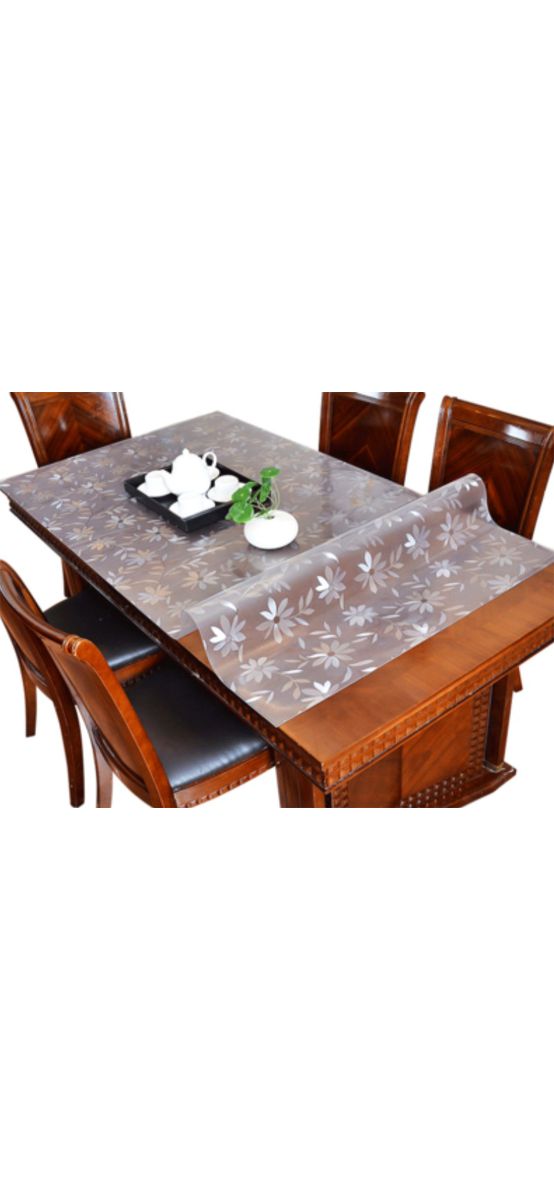 Folie de protecție transparentă, model floral embosat, aspect mat, 2 mm grosime, pentru mobilă, pardoseli, diverse suprafețe, 140x180 cm