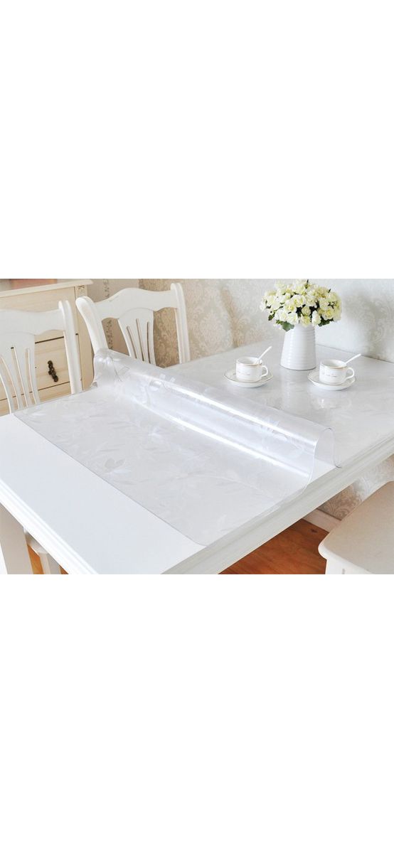 Folie de protecție transparentă, model floral embosat, aspect mat, 2 mm grosime, pentru mobilă, pardoseli, diverse suprafețe, 140x180 cm