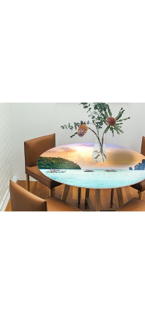 Autocolant blat masă, model mare și bărci, 100 x 100 cm, racletă inclusă