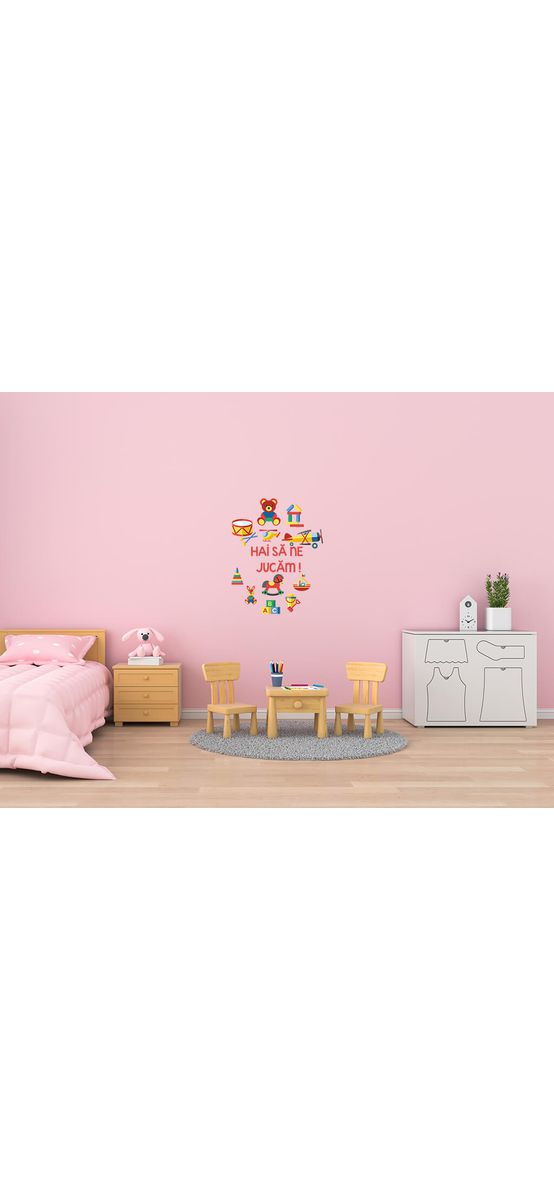 Sticker Hai să ne jucăm, Folina, pentru copii, multicolor, planșă mare de 95x92 cm, racletă de aplicare inclusă