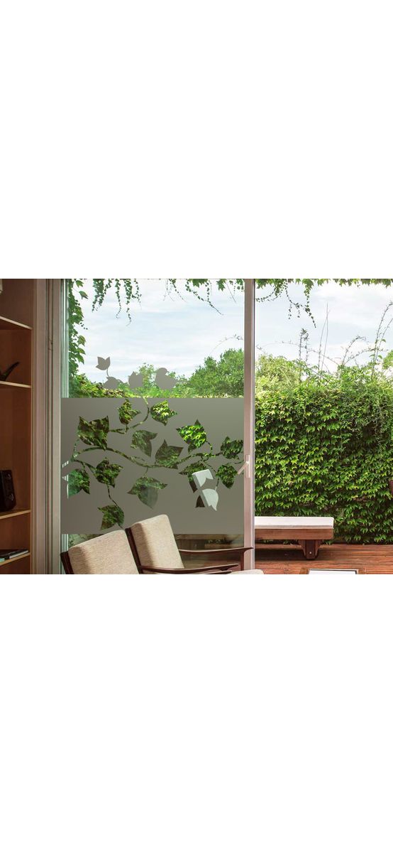 Folie geam autoadezivă Ivy Flowers, cu model decupat, rolă de 60x120 cm, racletă inclusă 