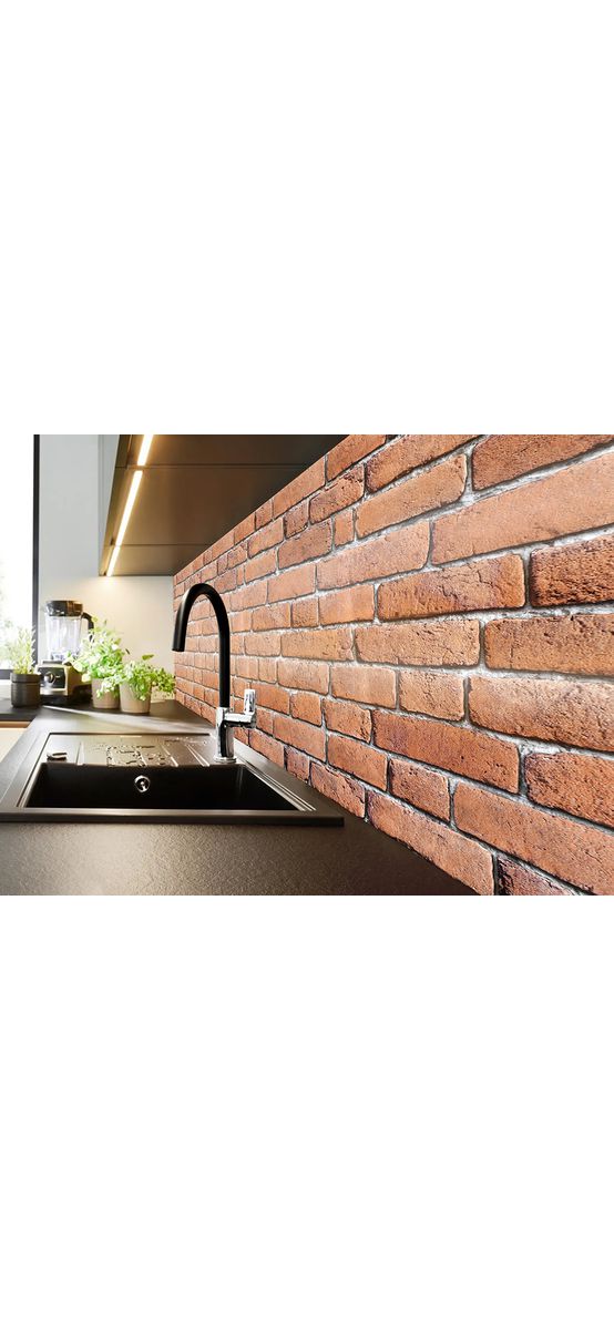 Autocolant perete, Folina, model cărămidă arsă roșie londoneză, rolă de 67x200 cm