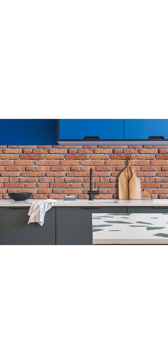 Autocolant perete, Folina, model cărămidă arsă roșie londoneză, rolă de 67x200 cm
