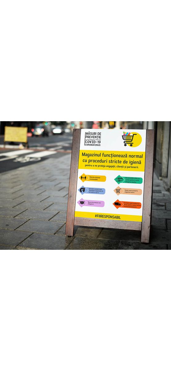 Stickere Măsuri de prevenție pentru magazin 70x50cm, Folina, set 2 stickere
