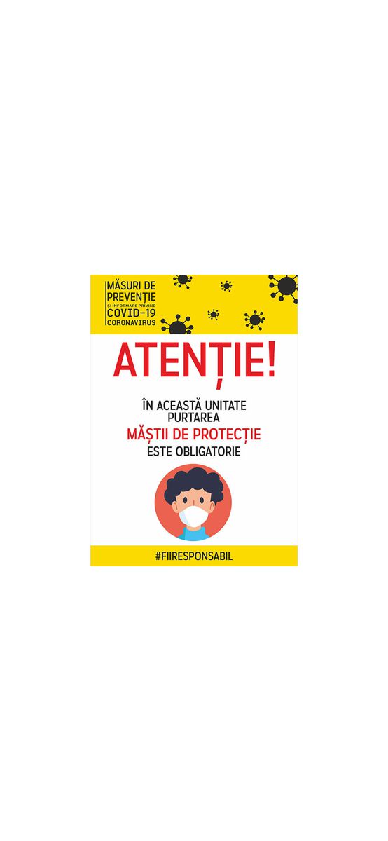 Stickere Masca de protectie obligatorie 40x30cm, Folina, set 3 stickere