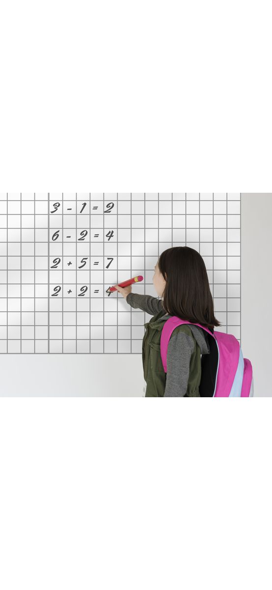 Folie tablă şcolară cu liniatură matematică, whiteboard autocolant, 130 cm lăţime