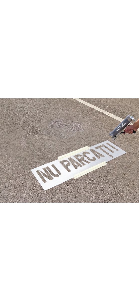 Șablon semnalizare Nu Parcați, pentru parcări, căi de acces, rampe și intrări, dimensiune 26x100cm