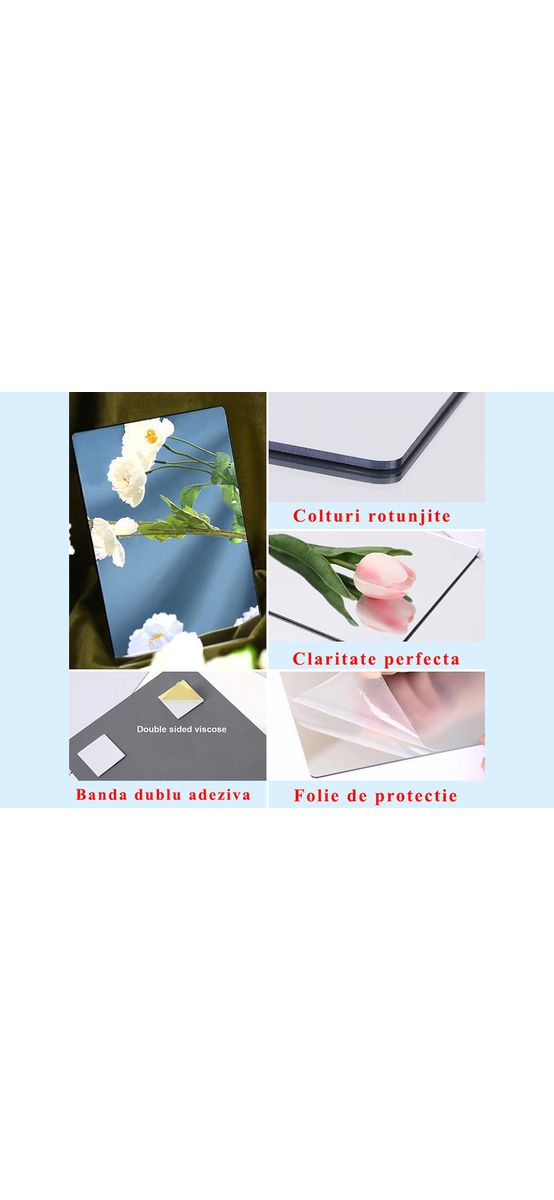 Plăcuță din oglindă acrilică argintie, grosime 2mm, dimensiune la comandă