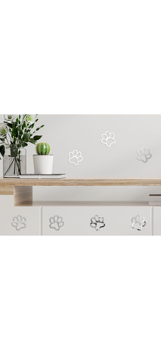 Set 12 Oglinzi decorative, model Simba, din oglindă acrilică argintie