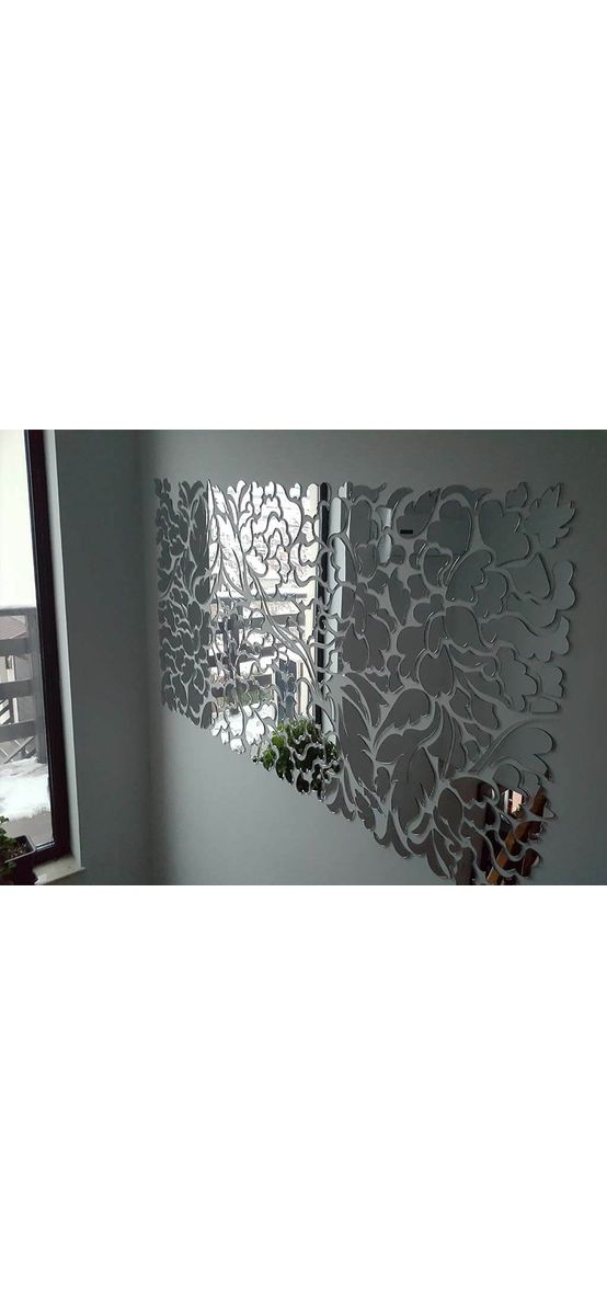 Oglindă Flower Blossom, Folina, decorațiune de perete, argintie, 200x93 cm