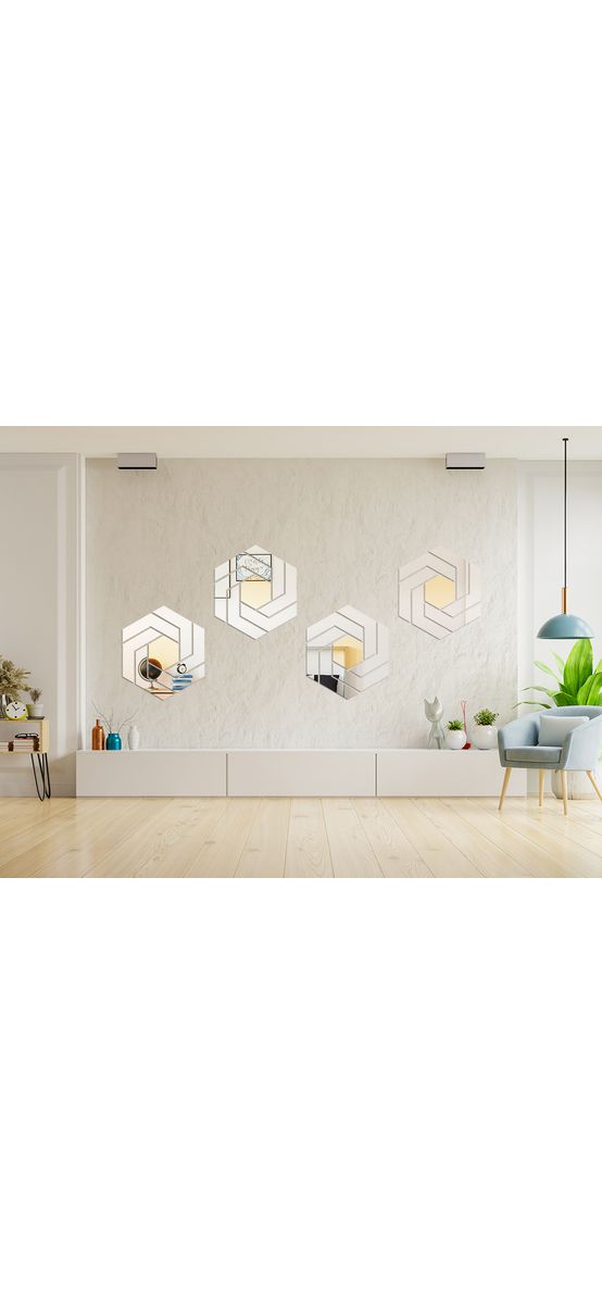Set 7 piese oglindă acrilică argintie și aurie Sion