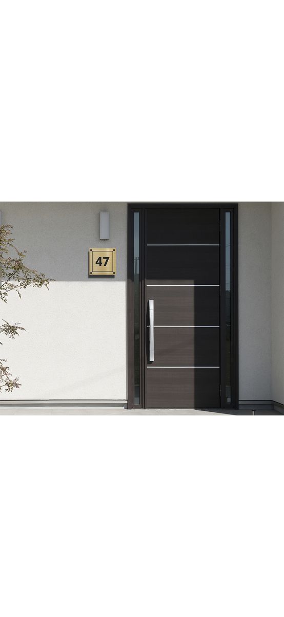 Plăcuţă număr casă, din bond auriu, personalizată, cu 4 distanțiere incluse