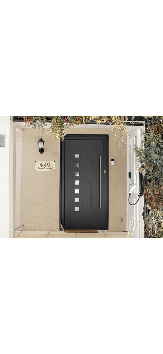 Plăcuţă adresă model Champagne, din acril colantat, cu text personalizat